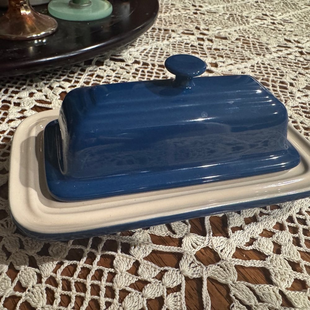 Le Creuset Blue and Cream Dish
